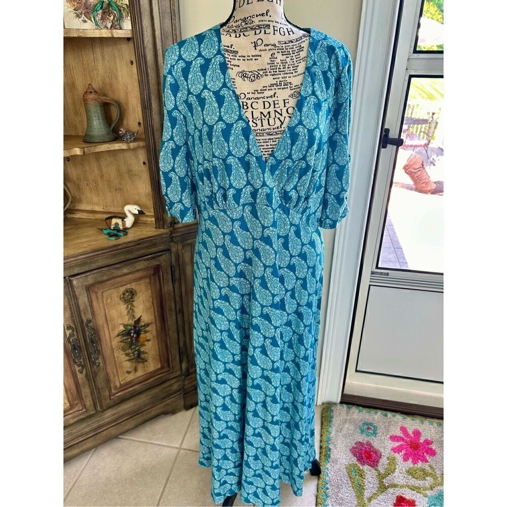 Boden Paisley Short Sleeve Jersey Dress NWT - Picture 2 of 13